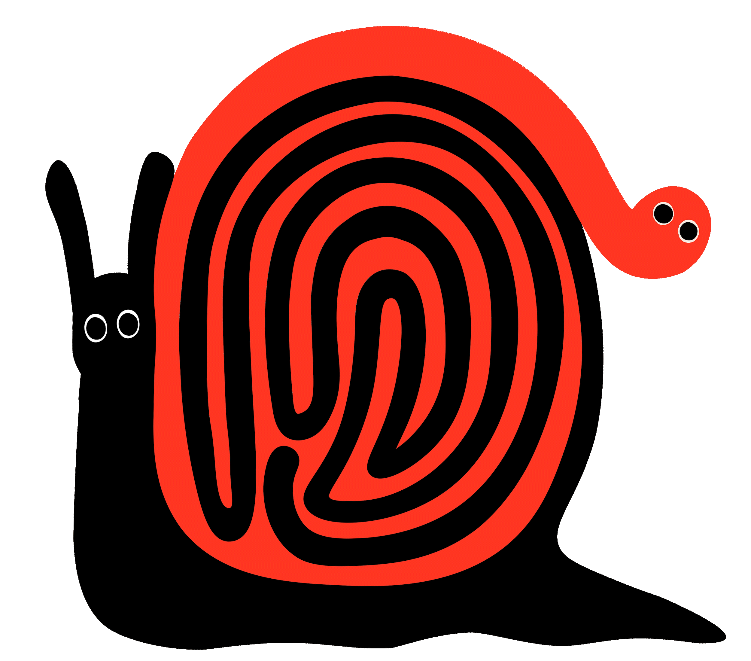 Snail with pink worm on shell, inching forward